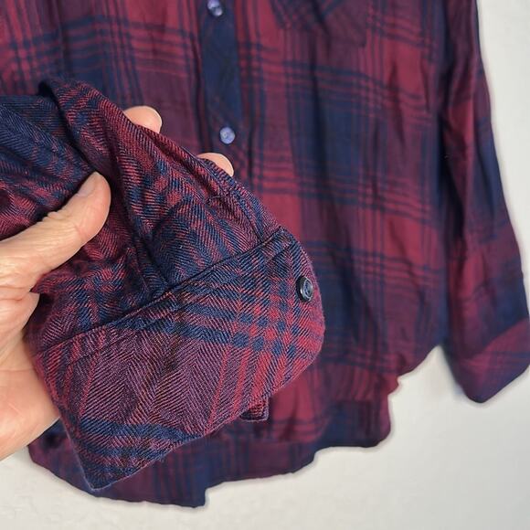 Rails Hunter Plaid Button Down Shirt Currant Navy Western Flannel Fall Cowgirl - Picture 6 of 8